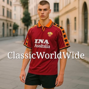 Totti Roma 98/99 Football Shirt | Roma home 98 Totti soccer jersey | Roma Totti Trikot Retro