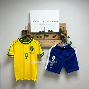 Brazil 98 Ronaldo Kids Kit | Brazil Ronaldo soccer jersey | Ronaldo Brazil Shirt