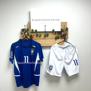 Brazil 2002 Kids Kit Ronaldinho | Brazil Ronaldinho soccer jersey | Ronaldo 9 Brazil trikot | Brazil away youth football |