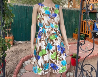 Vintage 90's - ELIZA N.Y. Silk Summer Sleeveless Dress. Size medium.