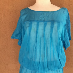 Sheer Sky Blue Blouse/tunic/mini Dress With Short Sleeves - Etsy