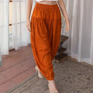 Rust silk Salwar / Palazzo / wide legs silk pants, narrow ankles