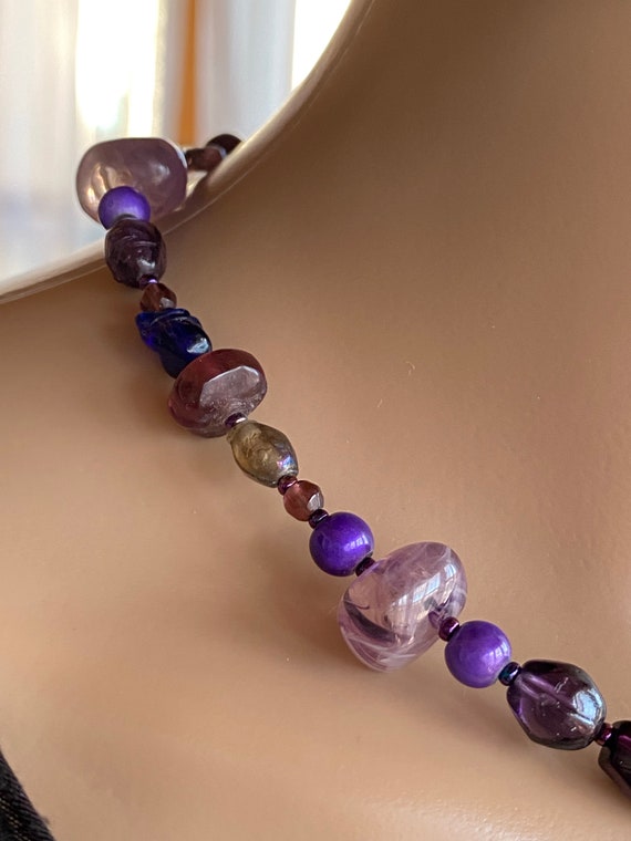 Purple tone with Amethyst , jet and glass beads s… - image 4