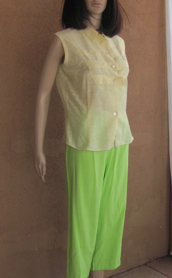 1950's style - Lime green cotton Capri / pedal pu… - image 10