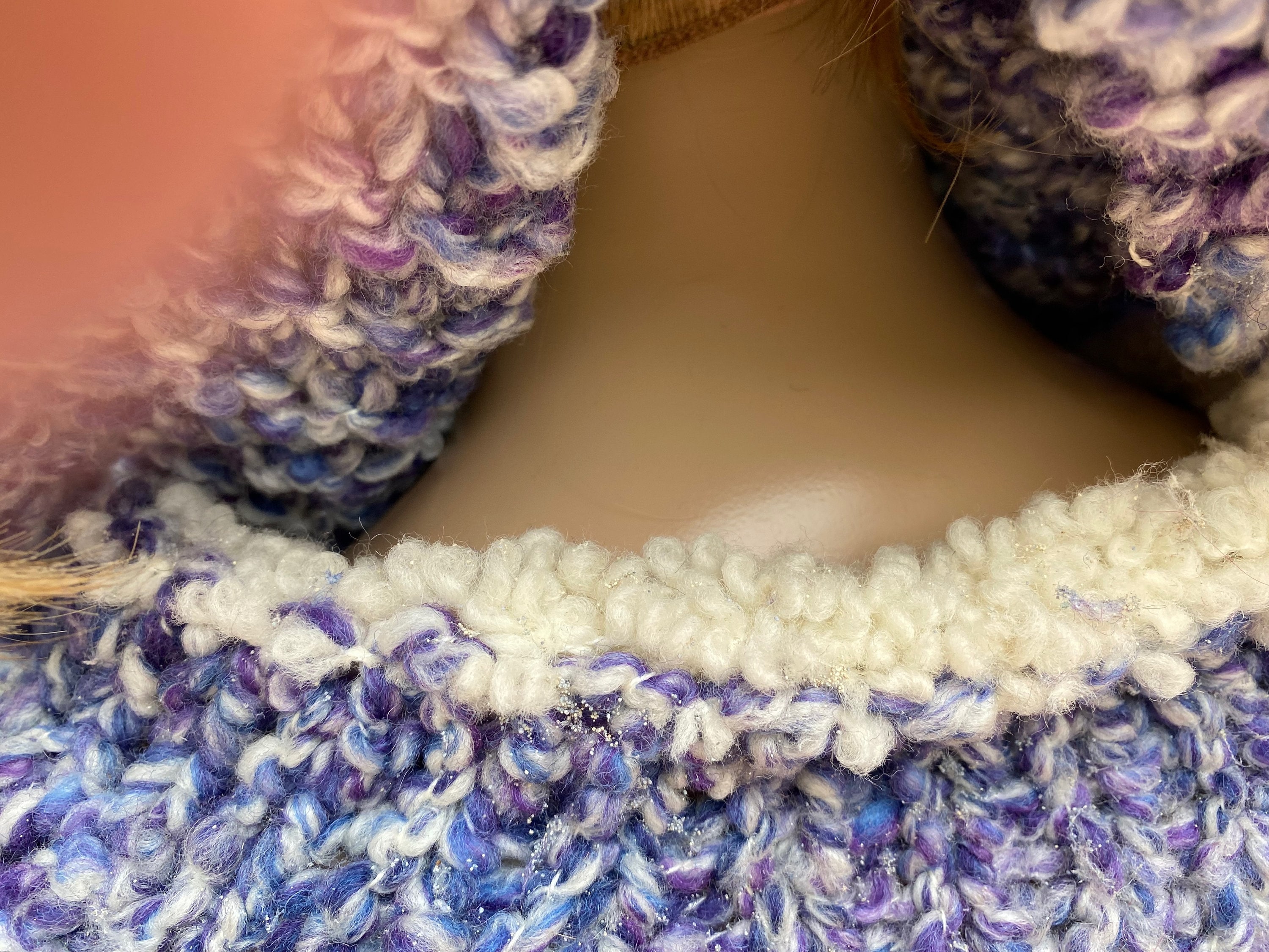 Vintage 80's - Artisanal, HAND KNIT Blue and White Wool Jacket