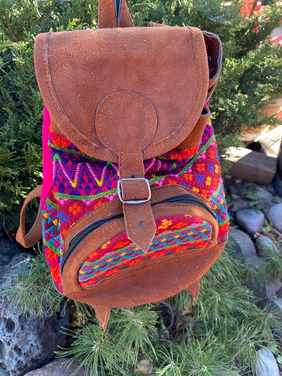 HUIPIL small back pack - Drawstring with suede ma… - image 7