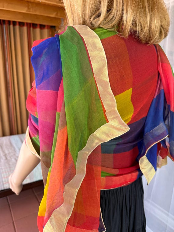 Very long and large multicolors, patchwork, sheer… - image 9