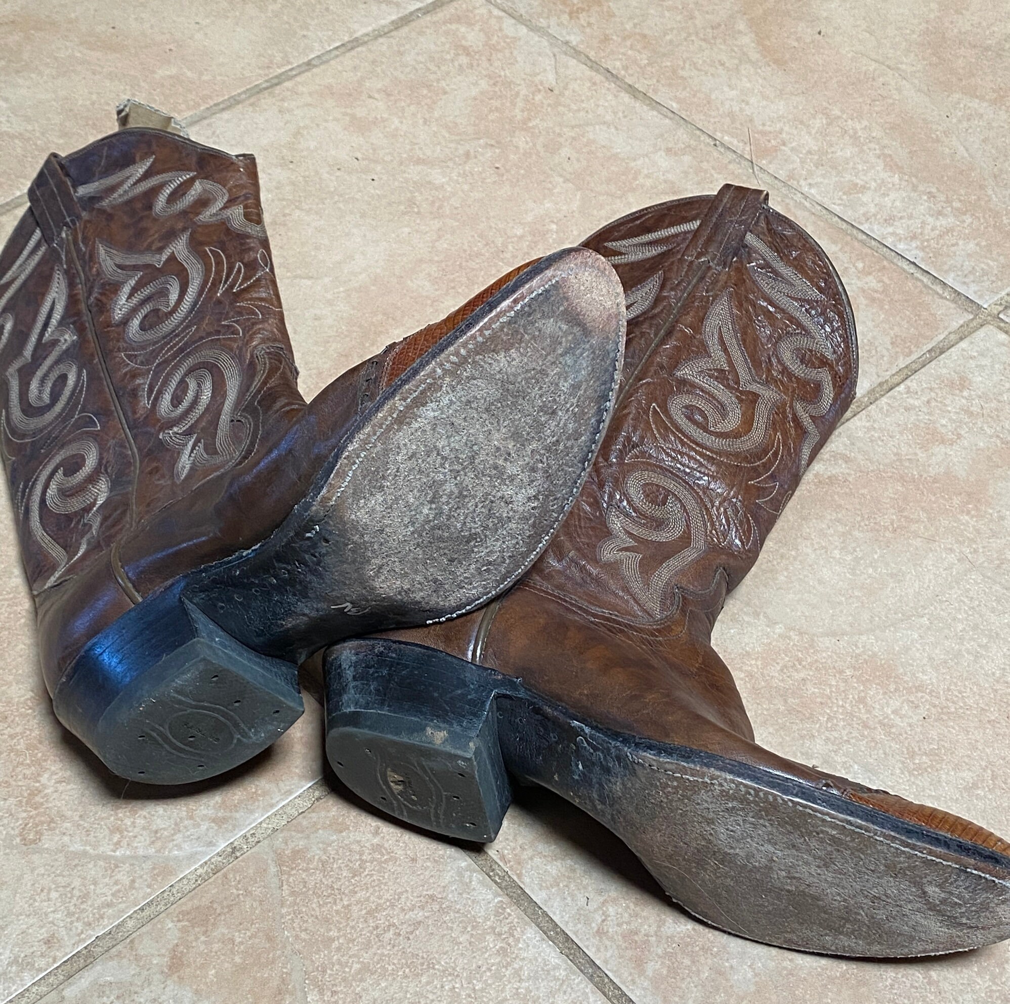 Vintage SANDERS Wester/cowboy Leather Boots-brown-made in Mexico