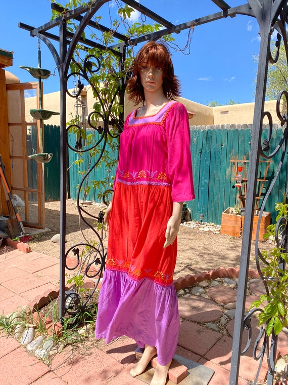 Sandy Starkman 1970's Boho/Hippie Maxi dress. Ora… - image 7