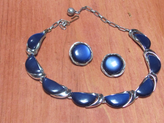 Vintage 50's -  LISNER Jewelry set * Navy blue th… - image 1