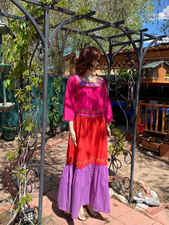 Sandy Starkman 1970's Boho/Hippie Maxi dress. Ora… - image 10