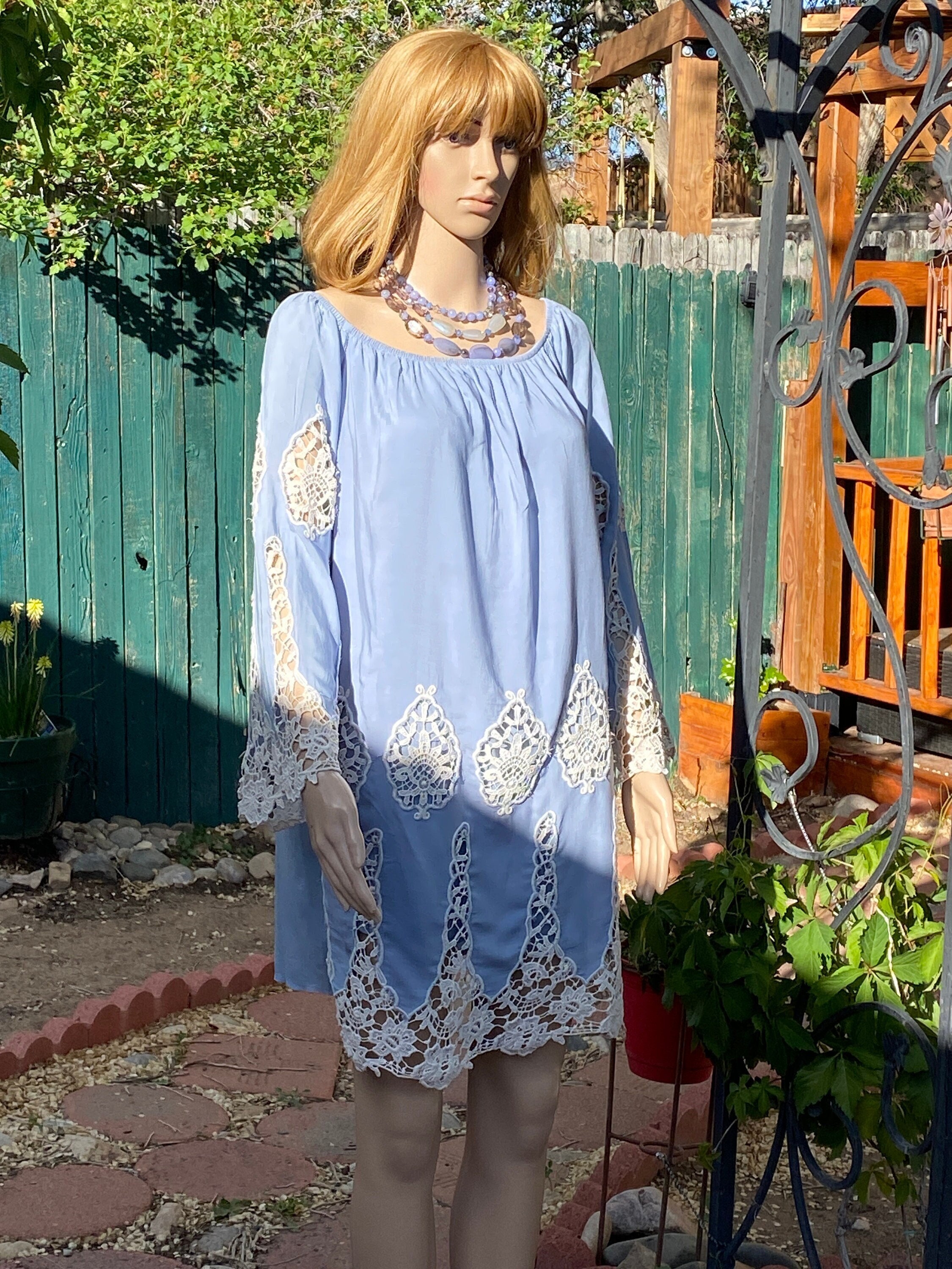 Baby Blue Lace Tunic Dress - Romantic Mini Dress - LG - Etsy Baby Blue Lace Tunic Dress - Romantic Mini Dress - LG - Etsy