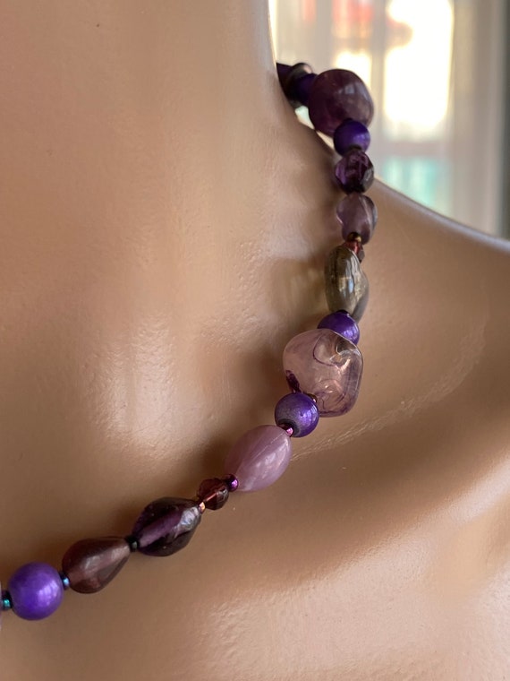 Purple tone with Amethyst , jet and glass beads s… - image 5