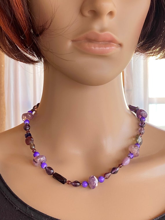 Purple tone with Amethyst , jet and glass beads s… - image 8