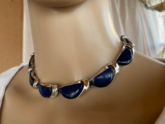 Vintage 50's -  LISNER Jewelry set * Navy blue th… - image 3