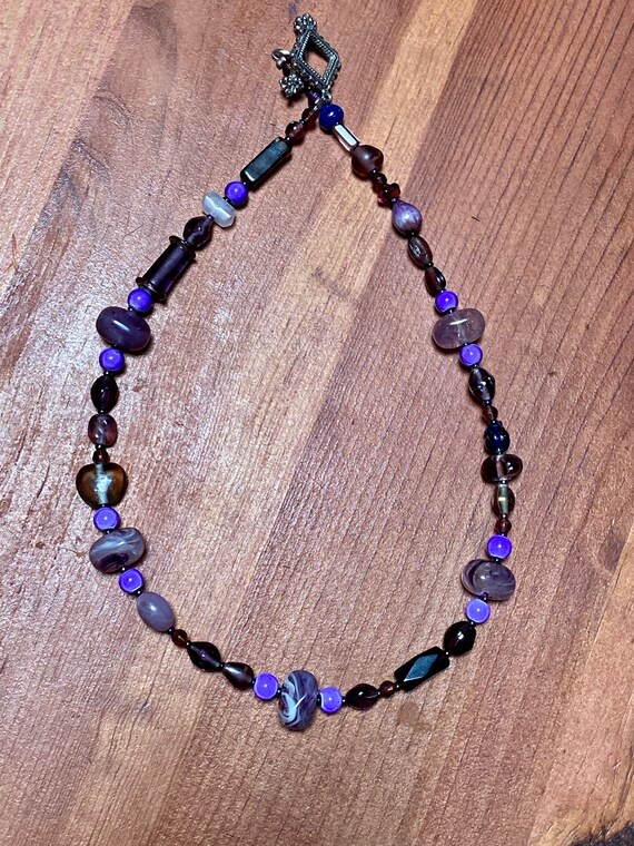 Purple tone with Amethyst , jet and glass beads s… - image 3