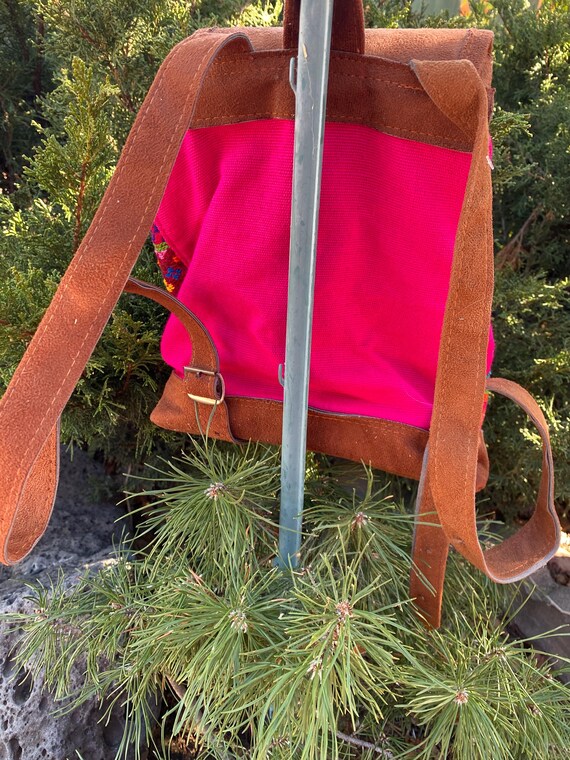 HUIPIL small back pack - Drawstring with suede ma… - image 9