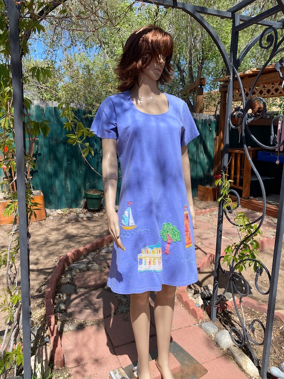 Vintage 90's - Cute midi cotton dress with embroid