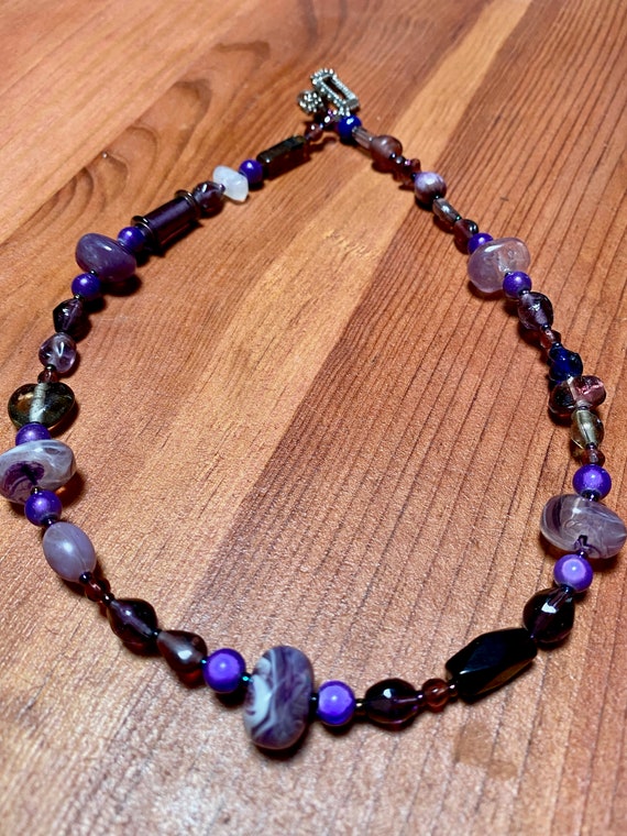 Purple tone with Amethyst , jet and glass beads s… - image 2