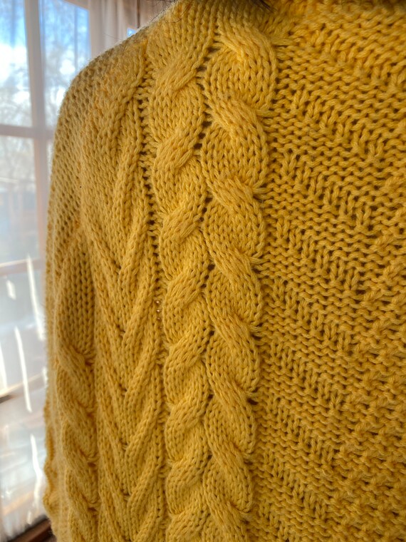 Golden yellow, loose fit rope knit style pullover… - image 5