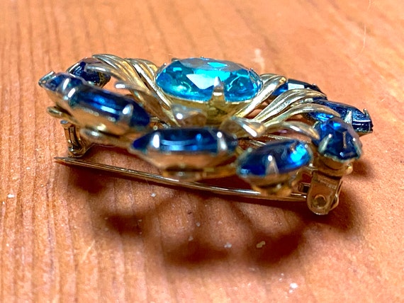 Vintage 60s - Aquamarine and blue sapphire pin wh… - image 5