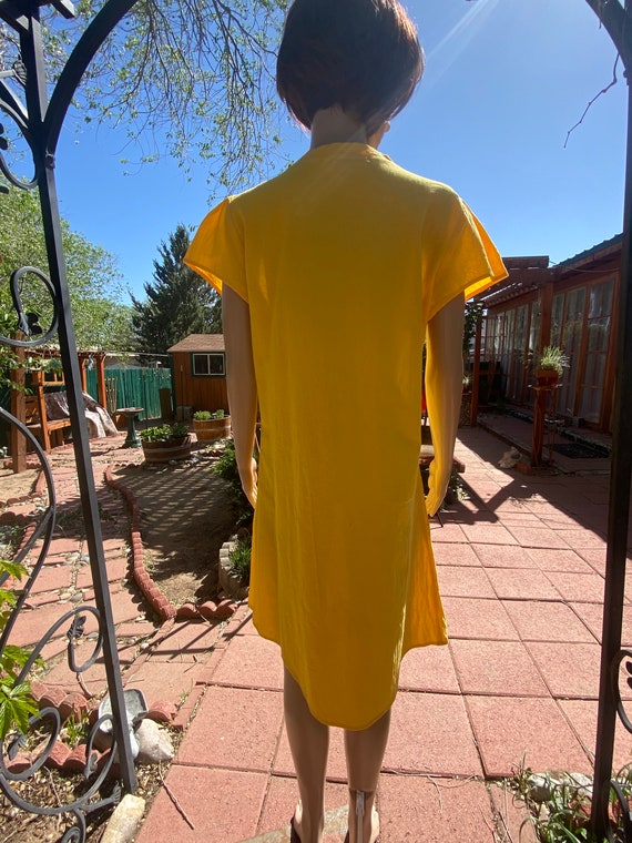 Bright yellow summer cotton dress, knee length, s… - image 10