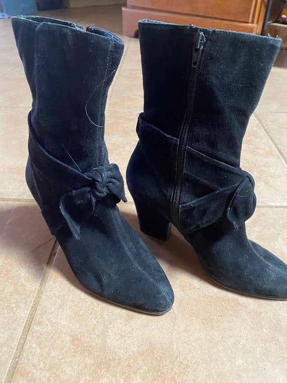 Aerosoles - Black suede ankle booties. Side zippe… - image 2