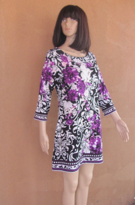Purple Paisley Mini Dress. Sexy, Fitted, Stretchy, Above the