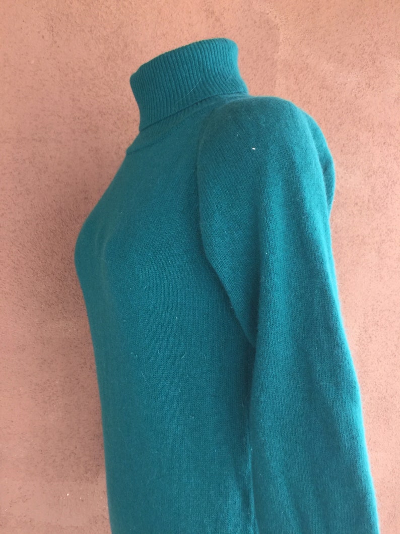 Vintage 80/'s Lambswool and Angora Forest Green Wool Pullover Dress