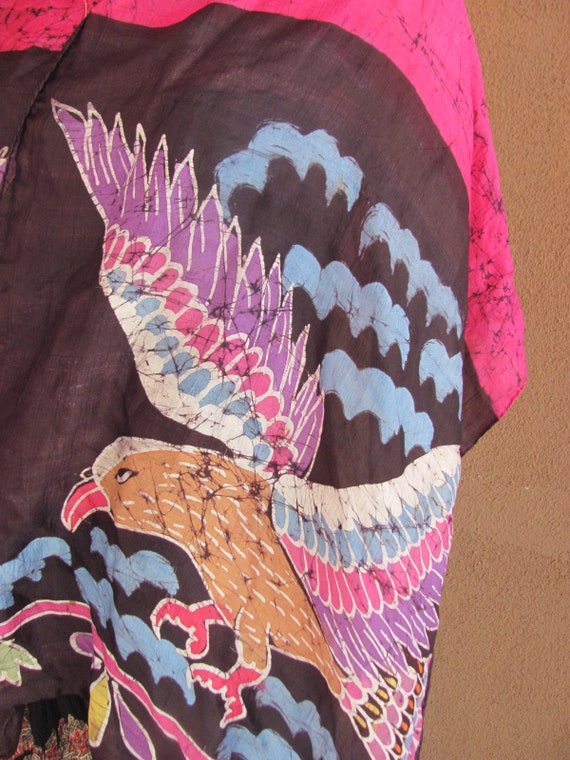 Long silk scarf, purple and black, with eagles a … - image 6