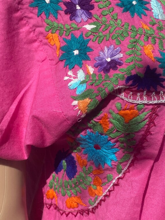 Vintage Handmade Hand Embroidered Mexican Folk Dress