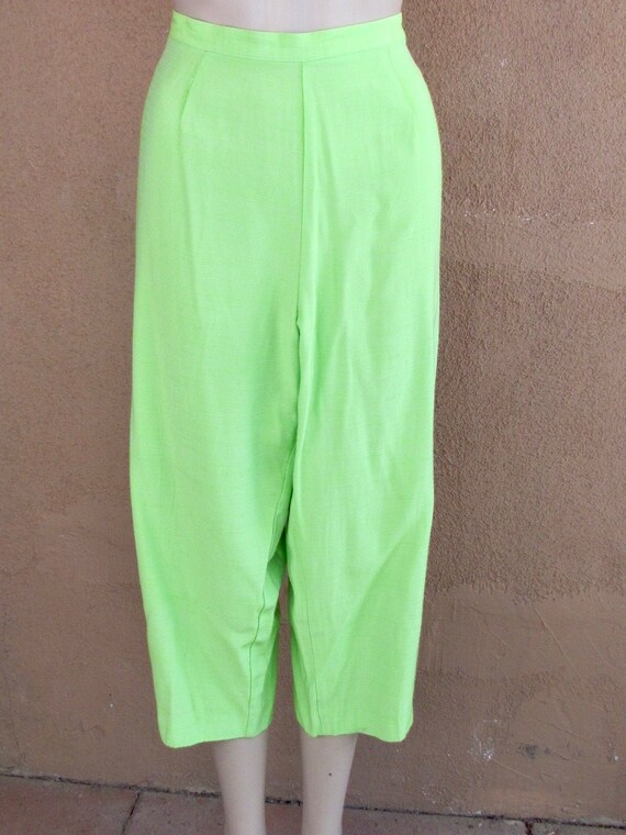 1950's style - Lime green cotton Capri / pedal pu… - image 1