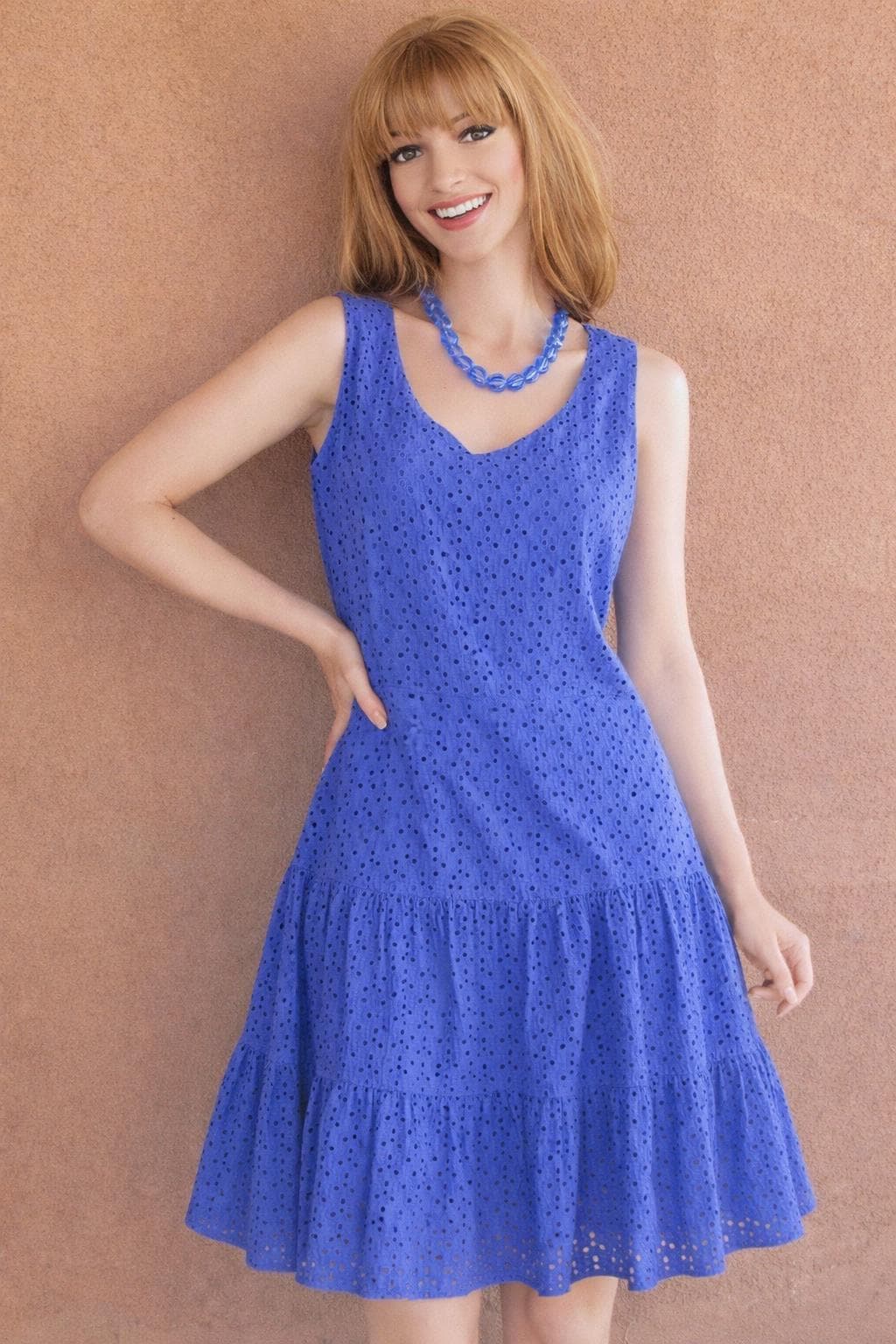 royal blue eyelet dress Royal Blue Cotton Eyelet Summer Dress