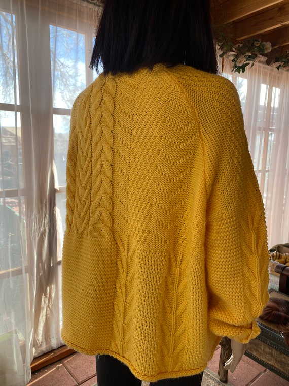 Golden yellow, loose fit rope knit style pullover… - image 10