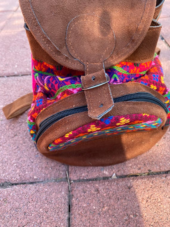 HUIPIL small back pack - Drawstring with suede ma… - image 11