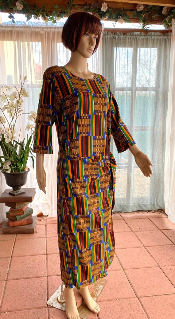 Sexy Vintage Ankara African print cotton dress wit