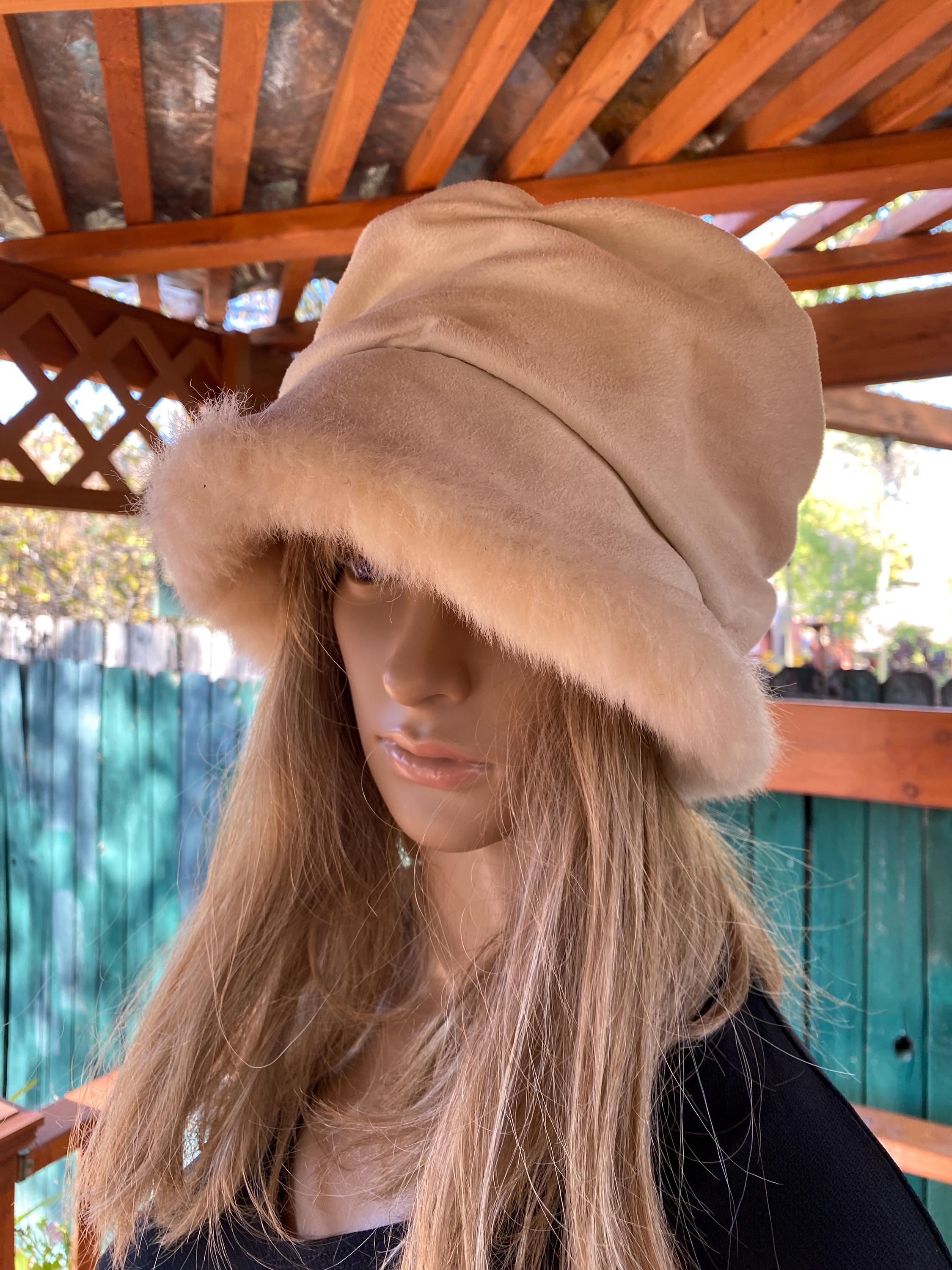 Vintage Faux Suede Cloche Hat: Faux Fur Trim, Lined - Etsy display picture 3
