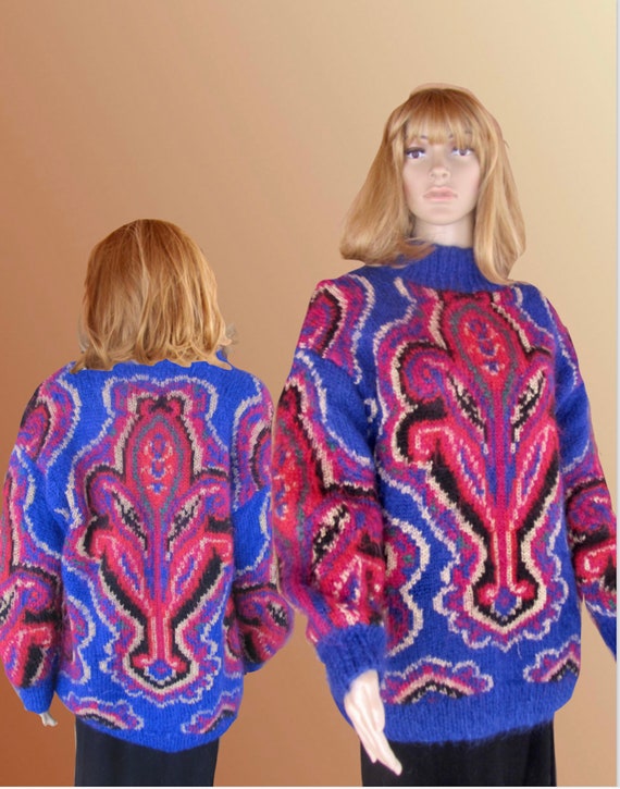 Vintage 80's - Awesome Mohair Pull Over Sweater w… - image 1