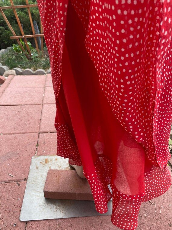Vintage 90s Silk Polka Dot Dress: Red Sleeveless Ankle Length (M/LG) - Etsy