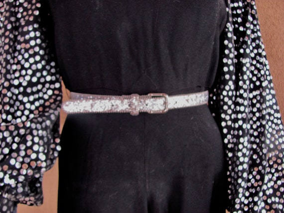 Vintage 70s - Gorgeous Black Crepe and Silver Seq… - image 8