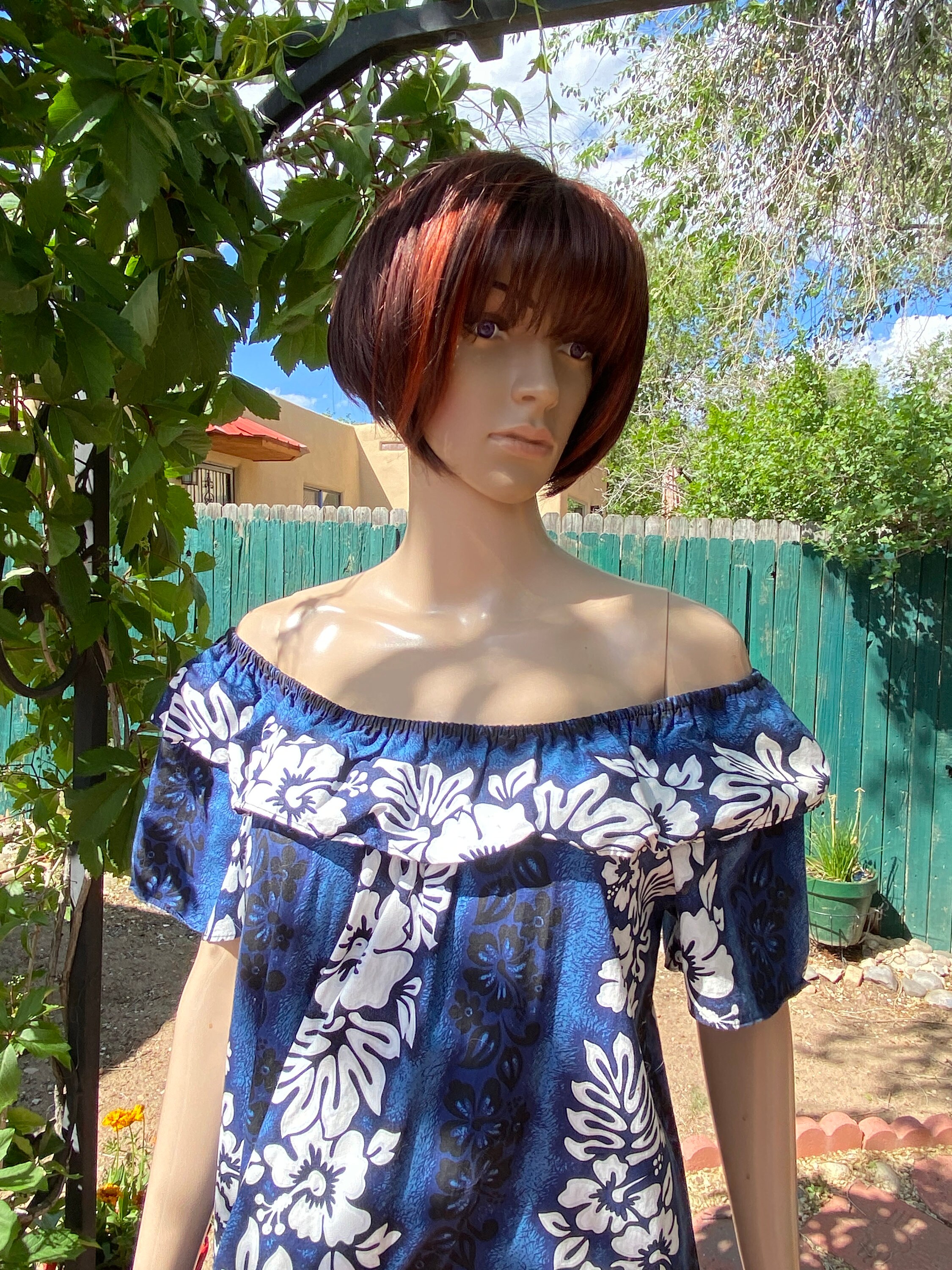 Vintage 60's - Classic Hawaiian MUMU, Cotton, Royal Blue With