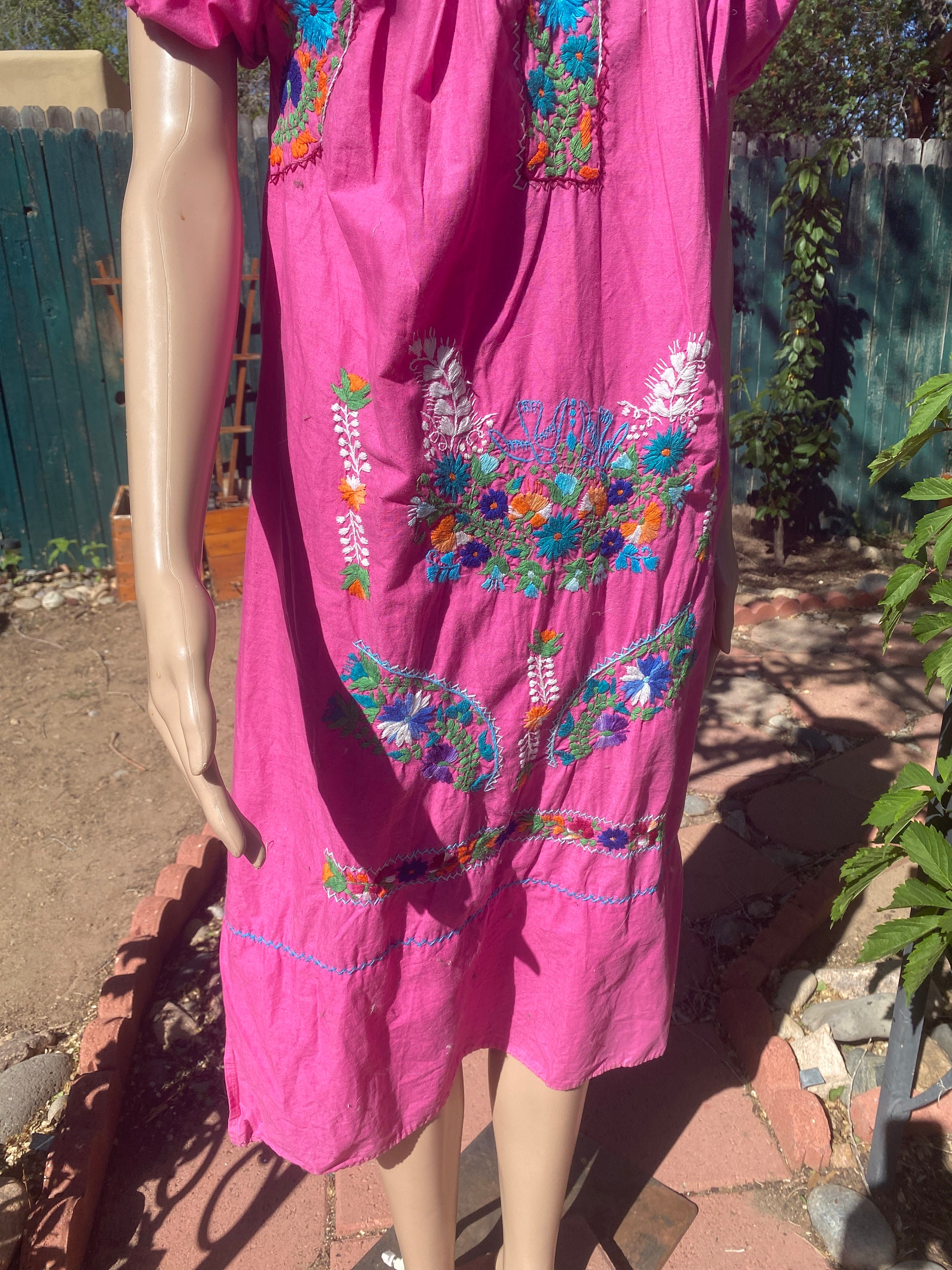 AI　70s Pale Pink Mexican Dress VINTAGE 70s Bright Pink Mexican Dress L - Etsy Canada