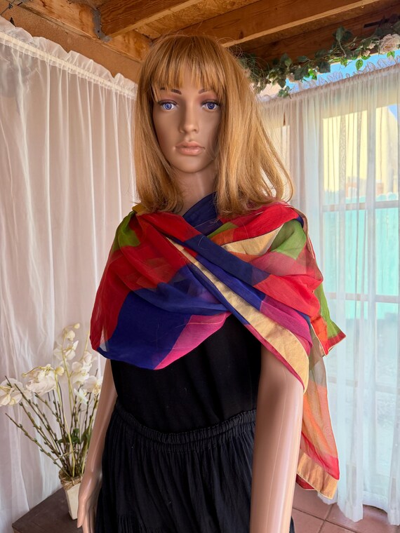 Very long and large multicolors, patchwork, sheer… - image 7