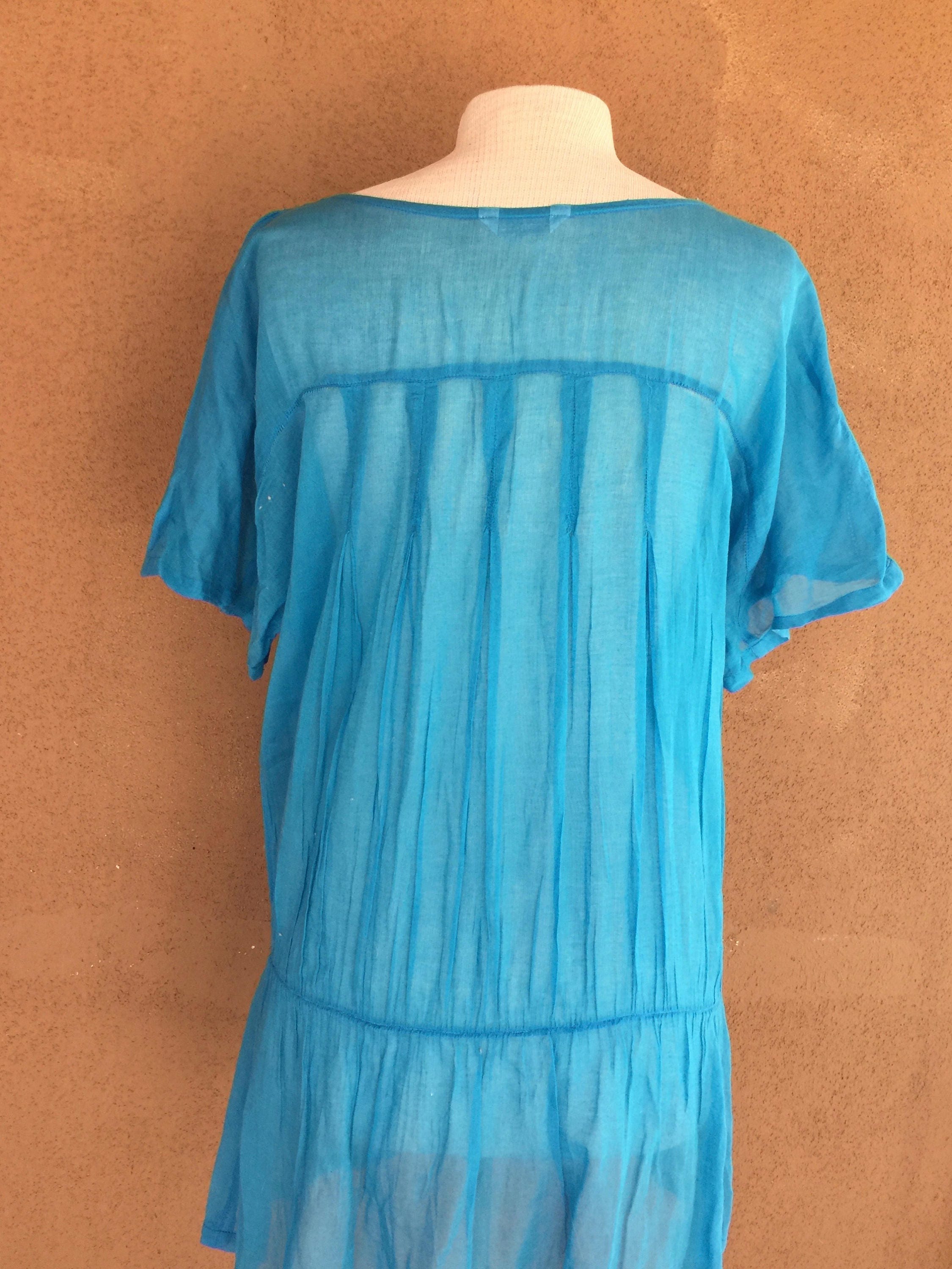 Sheer Sky Blue Blouse/tunic/mini Dress With Short Sleeves - Etsy