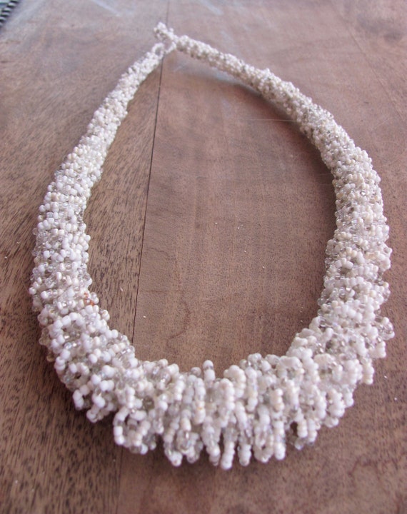 Amazing statement necklace, thick beaded, rope st… - image 3