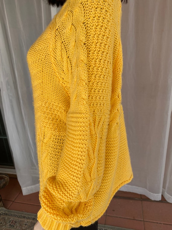 Golden yellow, loose fit rope knit style pullover… - image 4