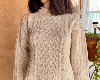 Vintage 80's - Rope Knit Long Sleeves Wool blend Pullover Sweater