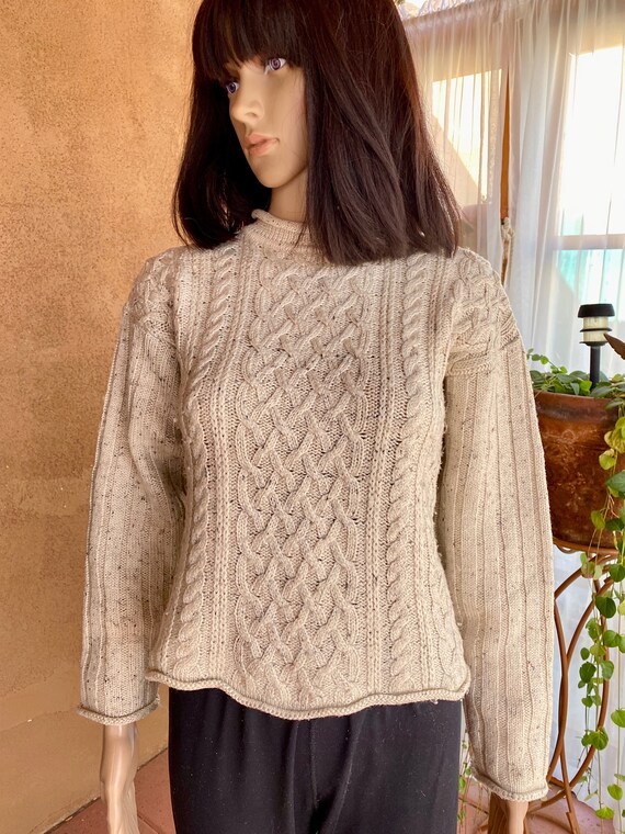 Vintage 80's - Rope Knit Long Sleeves Wool blend P