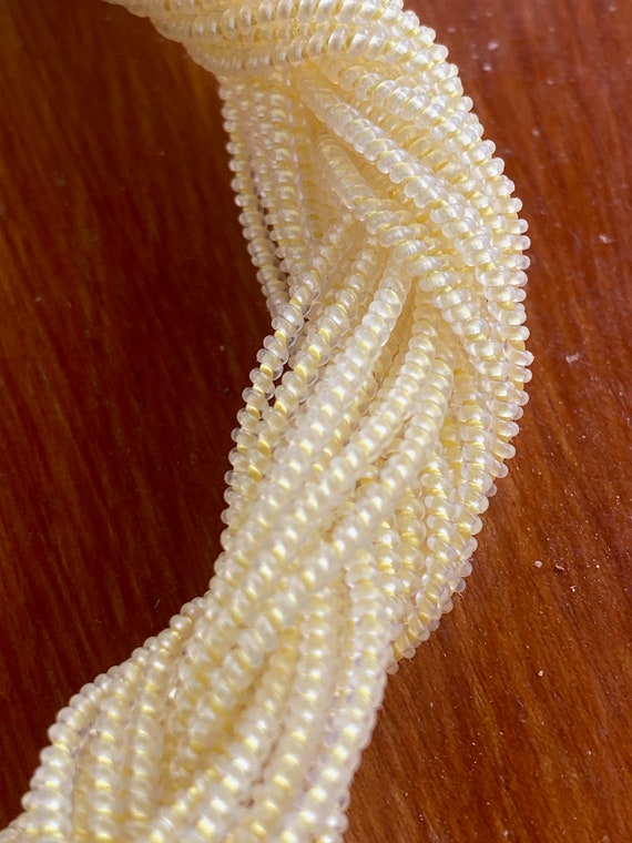 Vintage 50's - Pale yellow tiny beads braided in … - image 9