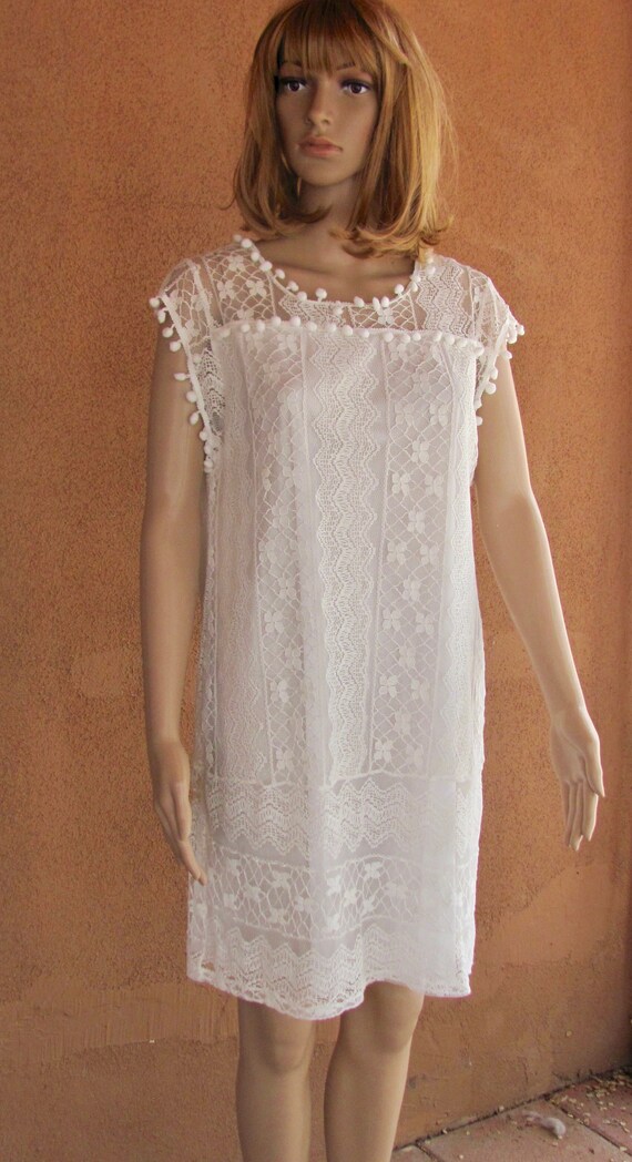 white lace shift dress